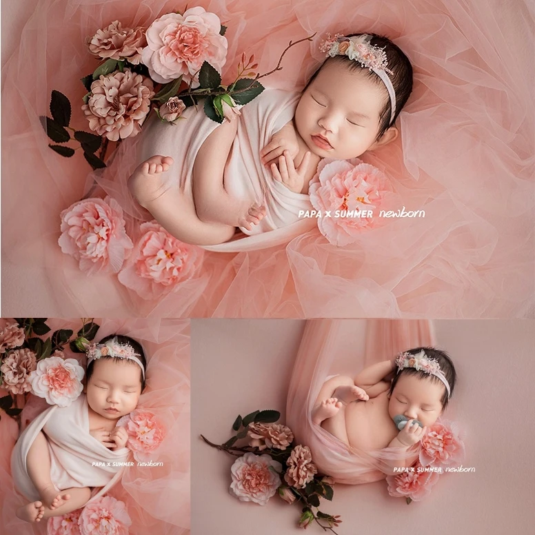 Photography Studio - 아기를위한 신생아 사진 소품 봄 핑크