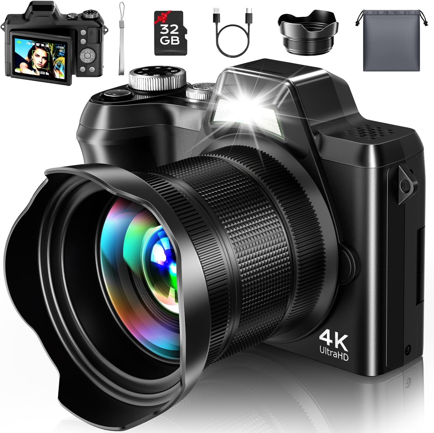 4K 여행 사진 촬영용 디지털 카메라, 56MP 자동  - Photography Zooming 리뷰 및 가격
